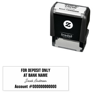 For Deposit Only Bank Name Cursive Name Account No Self-inking Stamp