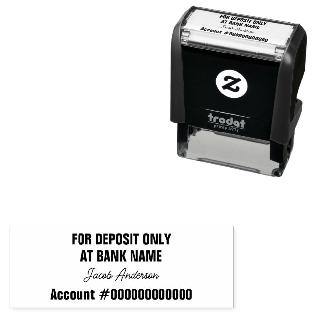 For Deposit Only Bank Name Cursive Name Account No Self-inking Stamp (In Situ)