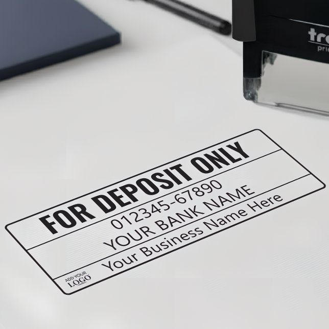 For Deposit Only Business Logo Modern Professional Self-inking Stamp (Creator Uploaded)