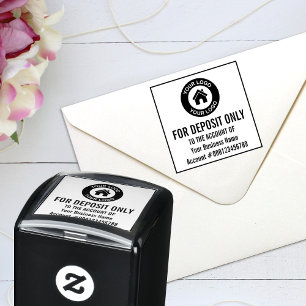 For Deposit Only Company Logo Bank Account Number Self-inking Stamp