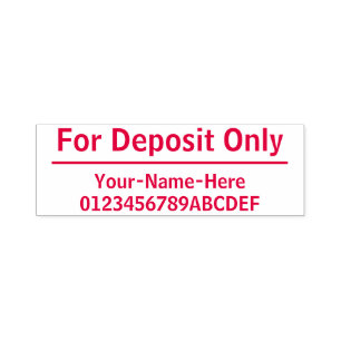"For Deposit Only" + Custom Name Rubber Stamp