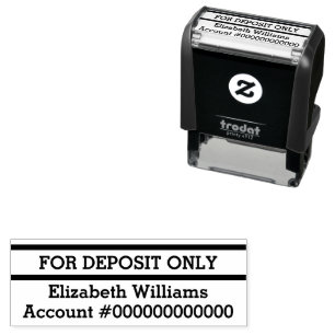 For Deposit Only Name Bank Account Number in Bold Self-inking Stamp