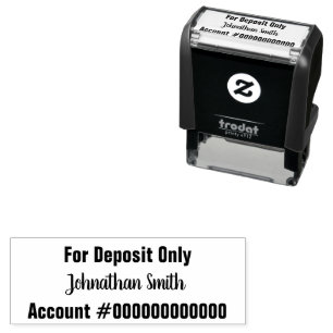 For Deposit Only "Signature" Bank Account Number Self-inking Stamp