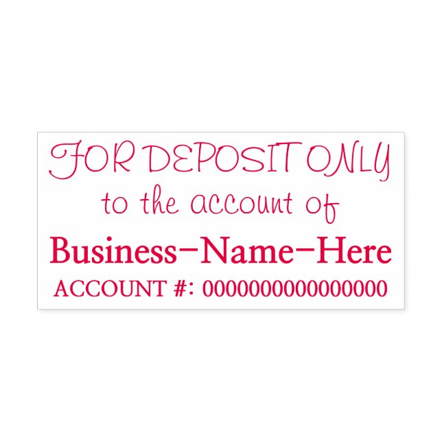 "FOR DEPOSIT ONLY to the account of" Rubber Stamp (Design)
