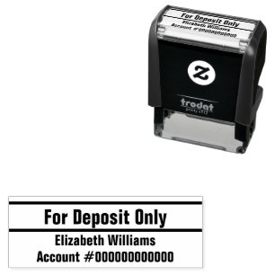 For Deposit Only Your Name Bank Account Number Self-inking Stamp