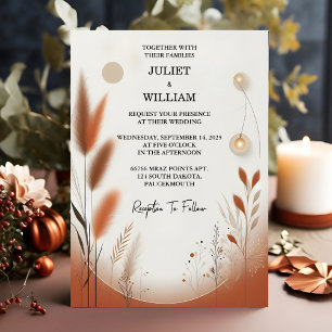 For Desert Rustic Boho Autumn Ombre Brown Wedding Invitation