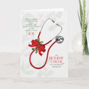 for Doctor Stethoscope Joy and Cheer Holiday Card