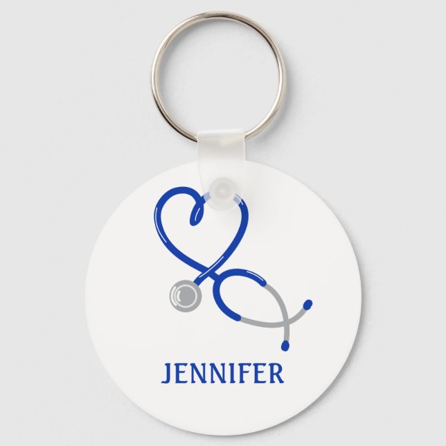 For Doctors and Nurses Personalised Stethoscope Key Ring (Front)
