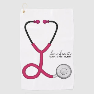 For Doctors and Nurses Pink Medical Stethoscope Golf Towel