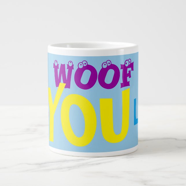 For Dog Lovers Woof Love You Lots Modern Cute Large Coffee Mug (Front)