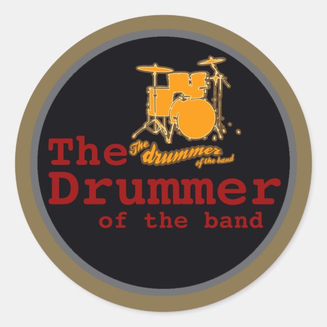 for drummers classic round sticker (Front)