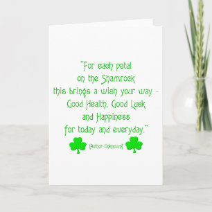 For each petal on the shamrock... card