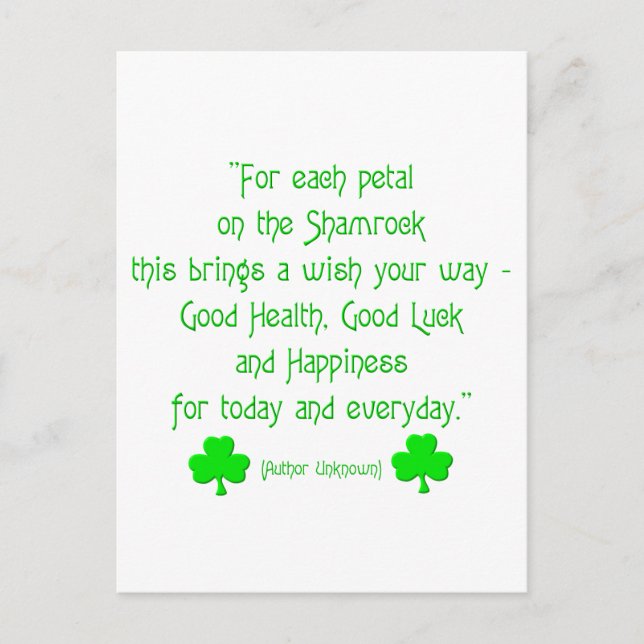 For each petal on the shamrock... postcard (Front)