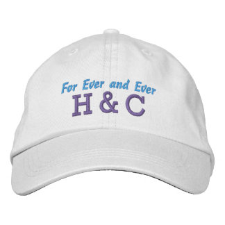 For Ever and Ever Custom Initials Blue Purple Love Embroidered Hat