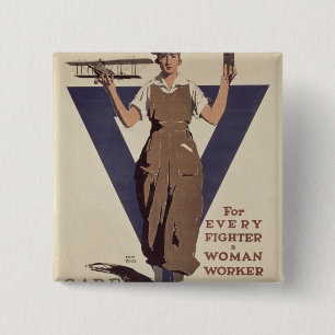 For Every Fighter a Woman Worker 15 Cm Square Badge