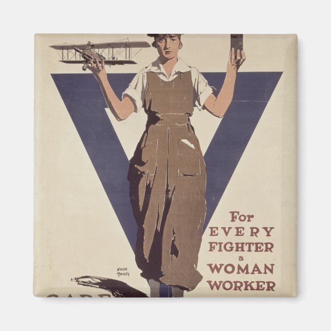 For Every Fighter a Woman Worker Magnet (Front)