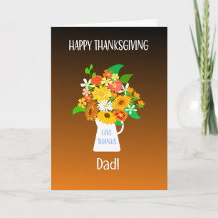 For Father Thanksgiving Bouquet of Flowers Card