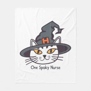 For Feline Fans One Spooky Nurse Cat Fleece Blanket