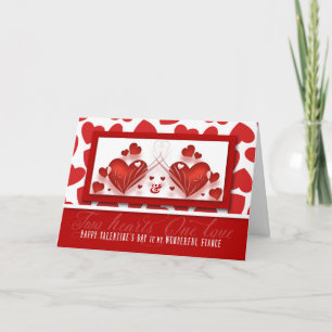for Fiance Valentine's Day Romantic Red Hearts Holiday Card