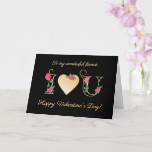For Fiance Valentines Day with Red Roses Card