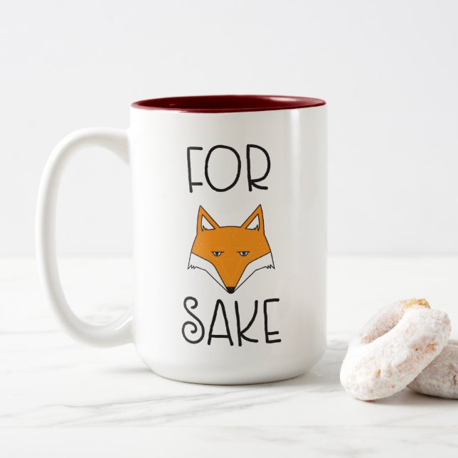 For Fox Sake Two-Tone Coffee Mug (With Donut)
