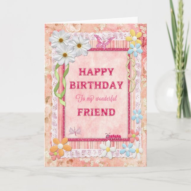 For Friend, craft birthday card (Front)
