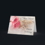 For Friend, Happy Birthday roses and pearls Card<br><div class="desc">Say Happy Birthday with elegant roses and pearls.</div>