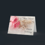 For Friend, Happy Birthday roses and pearls Card<br><div class="desc">Say Happy Birthday with elegant roses and pearls.</div>