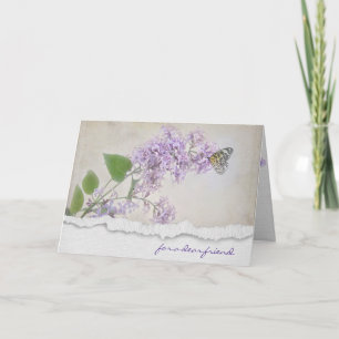 for friend-lilacs and butterfly card
