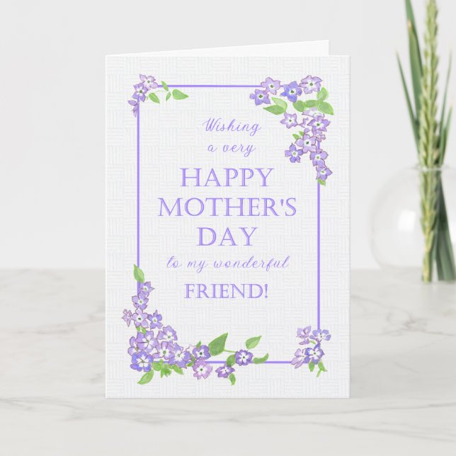 For Friend Mother's Day Mauve Phlox Flowers Card (Front)
