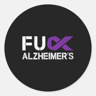 For Fu Heimers Awareness Month Purple Ribbon Fight Classic Round Sticker