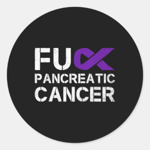 For Fu Pancreatic Cancer Awareness Warrior Purple  Classic Round Sticker