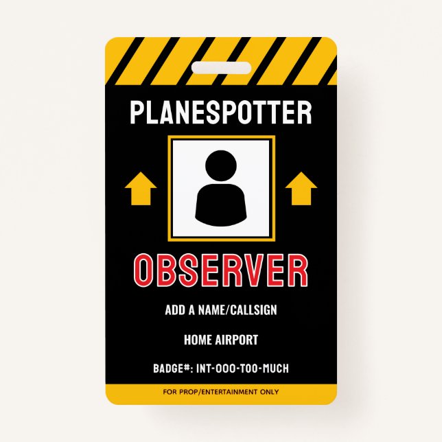 For Fun Planespotter Badge ID Badge (Front)