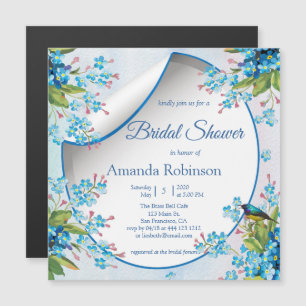 For-get-me-Not in Blue Bridal Shower Magnetic Invitation
