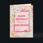 For Girlfriend, craft birthday card<br><div class="desc">Say Happy Birthday with a delightful scrap-booking crafts card. With lots of flowers,  butterflies,  and even a friendly caterpillar,  this card is sure to delight. Copyright Norma Cornes.</div>