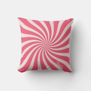 For girls, caramel, pink, candy, personalised cushion