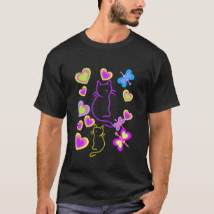 For Girls Cute Summer Cats Cat Retro Heart Childre T-Shirt
