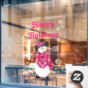 For Glass Large Christmas Snowman Themed Window Cling
