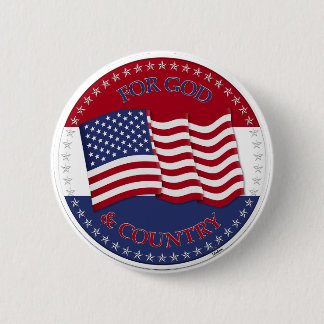 For God and Country with USA Flag 6 Cm Round Badge