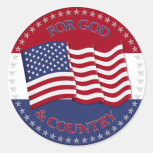 For God and Country with USA Flag Classic Round Sticker