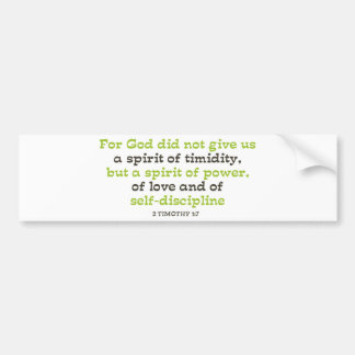 For God did not Give us a Spirit of Timidity Bumper Sticker