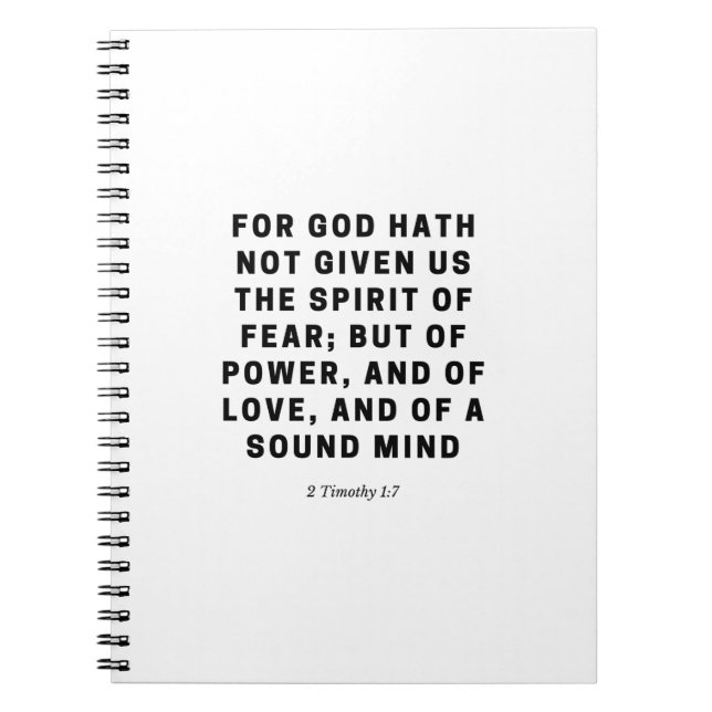 For God Hath Not Given Us  | 2 Timothy 1:7 Notebook (Front)