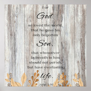 For God So Loved Motivational Bible Verse Poster