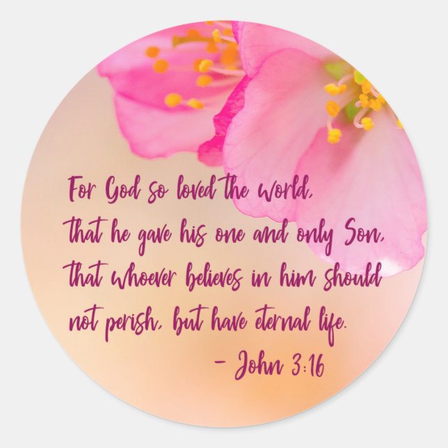 For God So Loved The World Christian Floral Classic Round Sticker (Front)