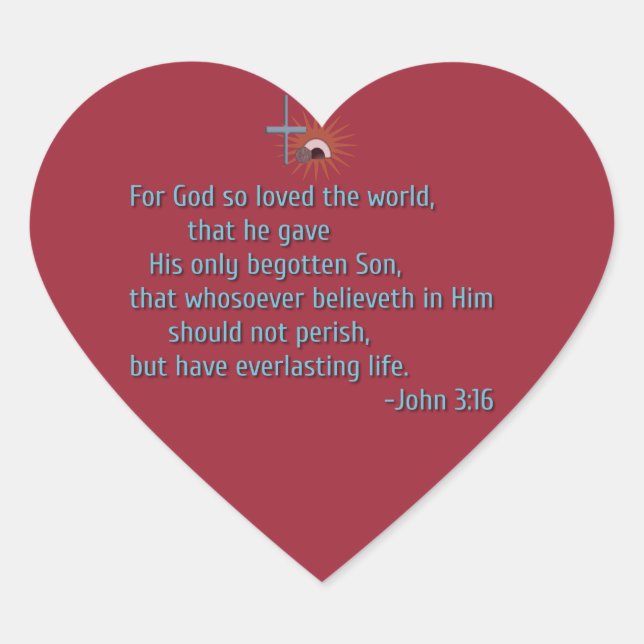 For God So Loved the World Heart Sticker (Front)
