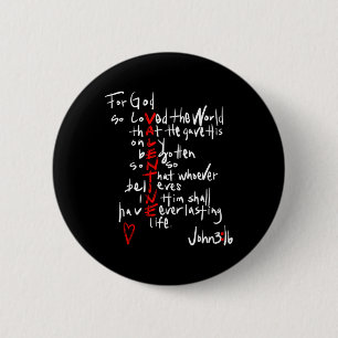 For God So Loved The World, Jesus Is My Valentine 6 Cm Round Badge