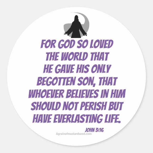 For God so loved the world John 3:16 Classic Round Sticker (Front)