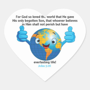 For God so loved the world John 3:16 Earth Heart Sticker