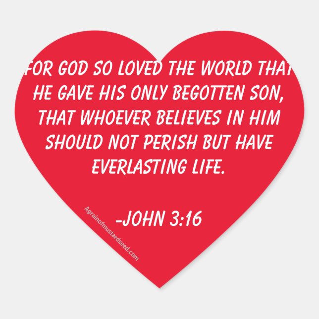 For God so loved the world John 3:16 Heart Sticker (Front)