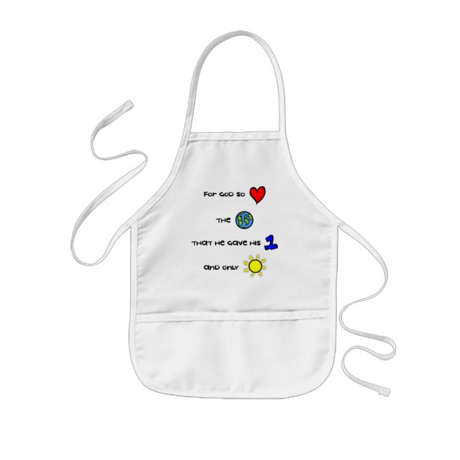 For God so Loved the World kids' Christian apron (Front)